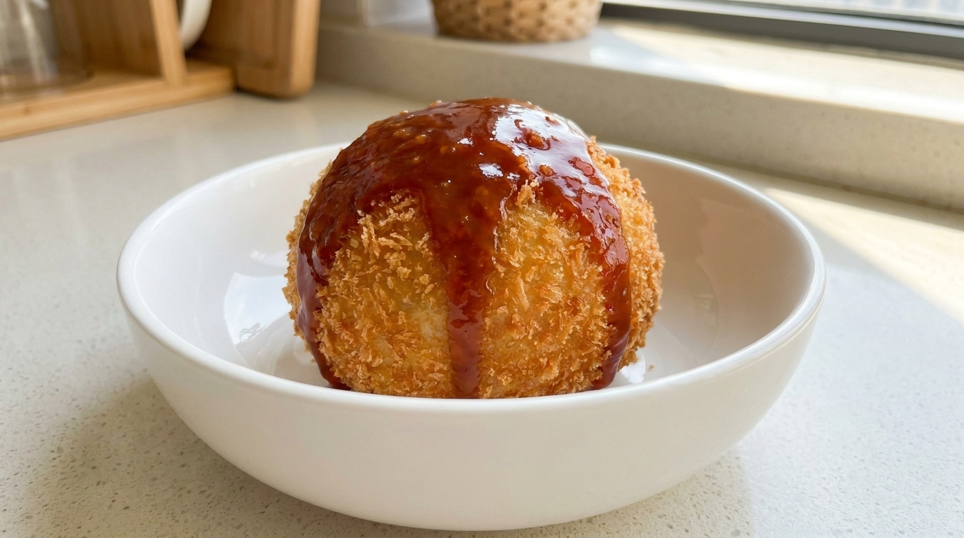 チーズたっぷり！スパイシー麺のポテトコロッケボール
