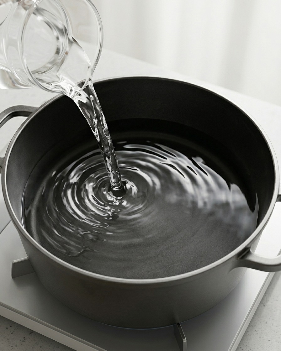 大きな鍋でたっぷりのお湯で茹でられている大きなリガトーニ。