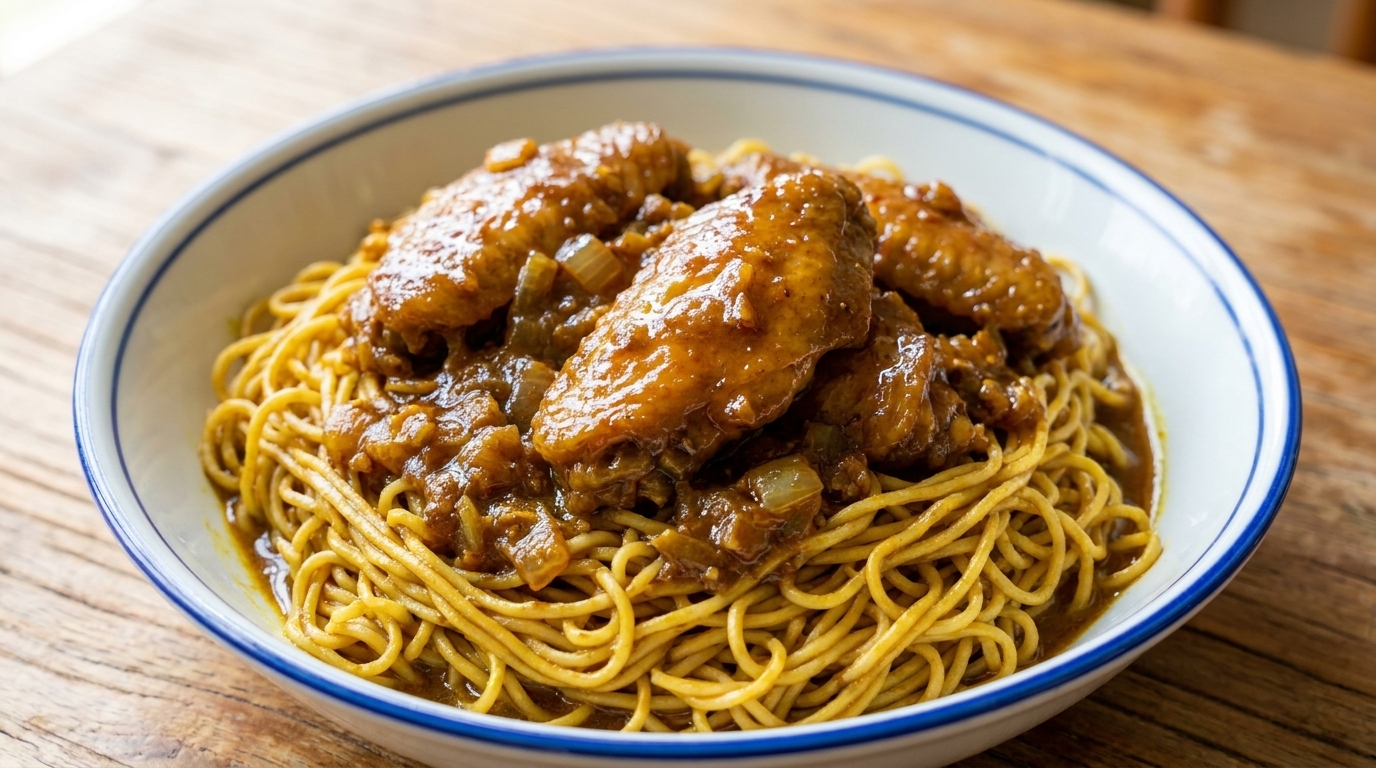 マカオ風カレーチキンウィングのローメイン