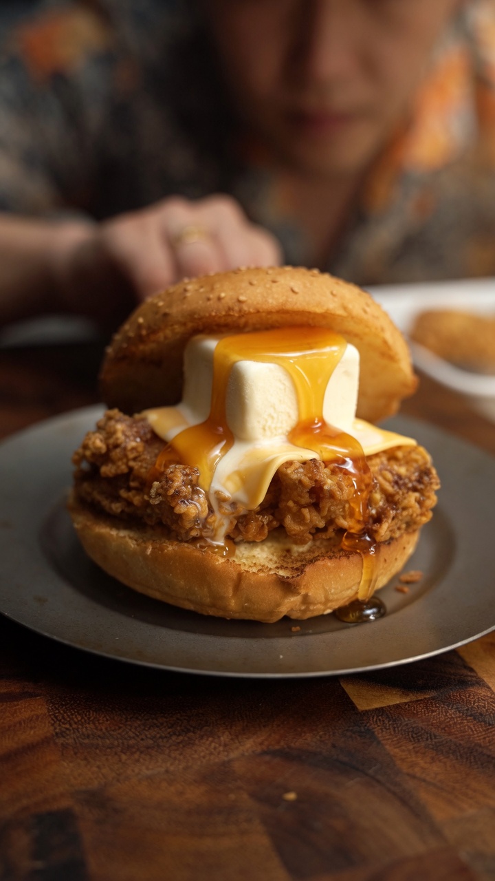 アイスクリーム・フライドチキンバーガー