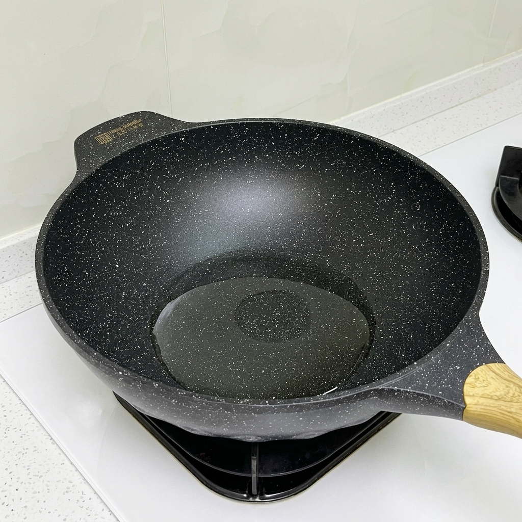 油をひいた熱々のフライパンで、味付けした牛肉が焼けて色が茶色に変わっていく様子。
