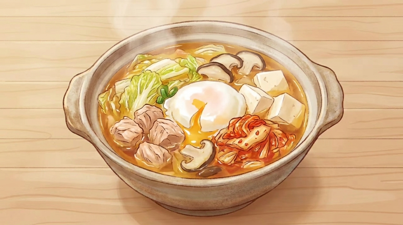 ヘルシーなキムチとツナの豆腐スープ
