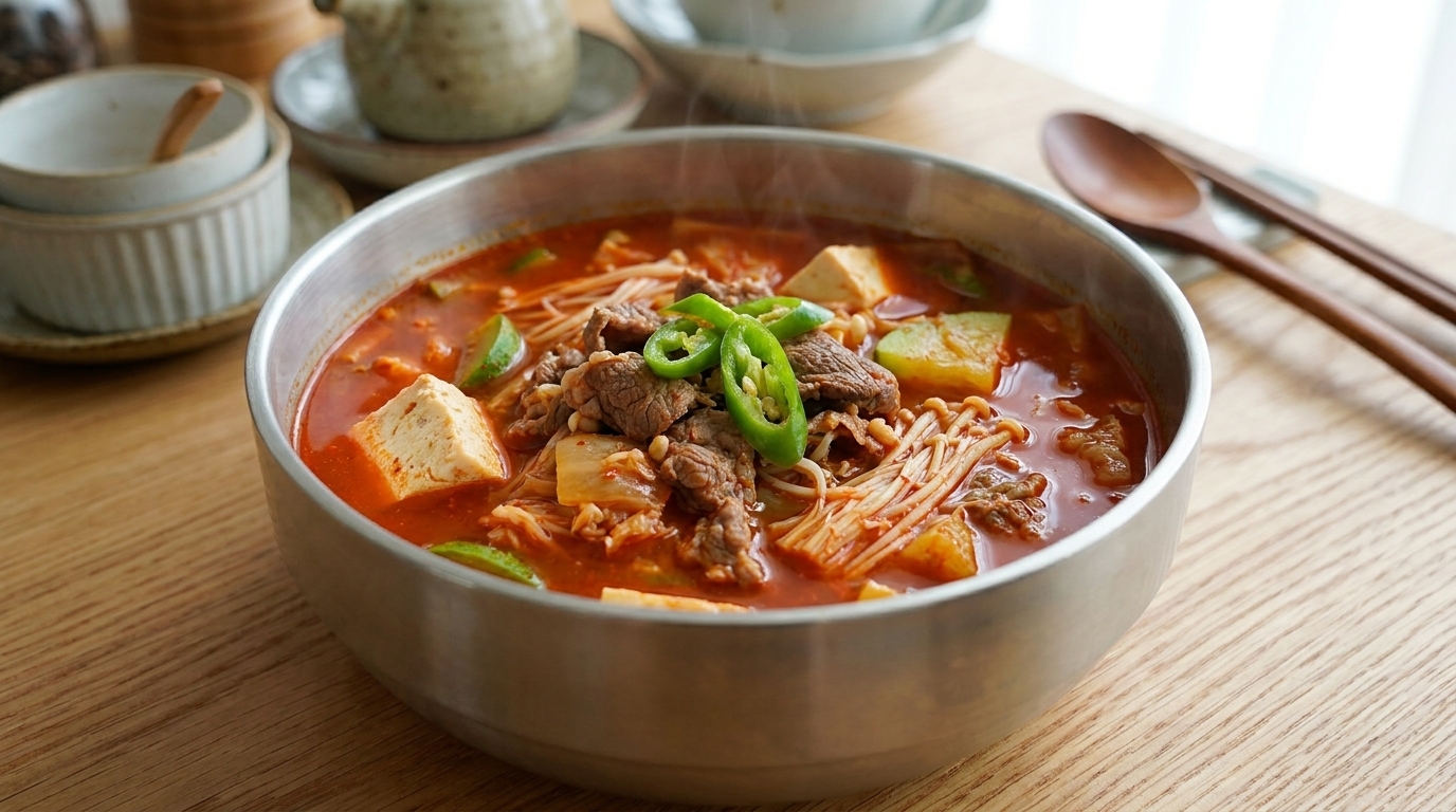 韓国風キムチと牛肉の豆腐チゲ（キムチチゲ）