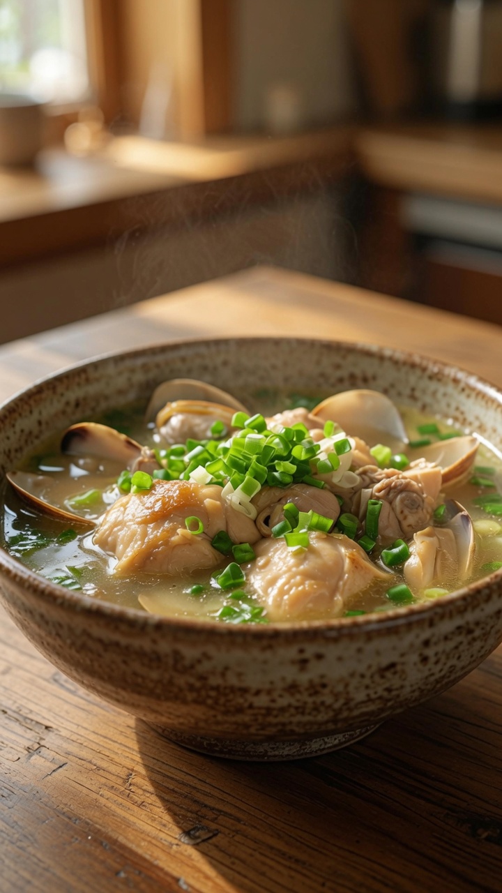 塩ねぎとあさりの鶏スープ