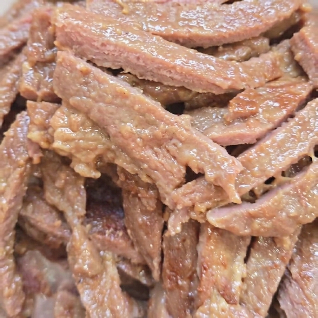 フライパンで牛肉の表面に焼き色をつけている様子。
