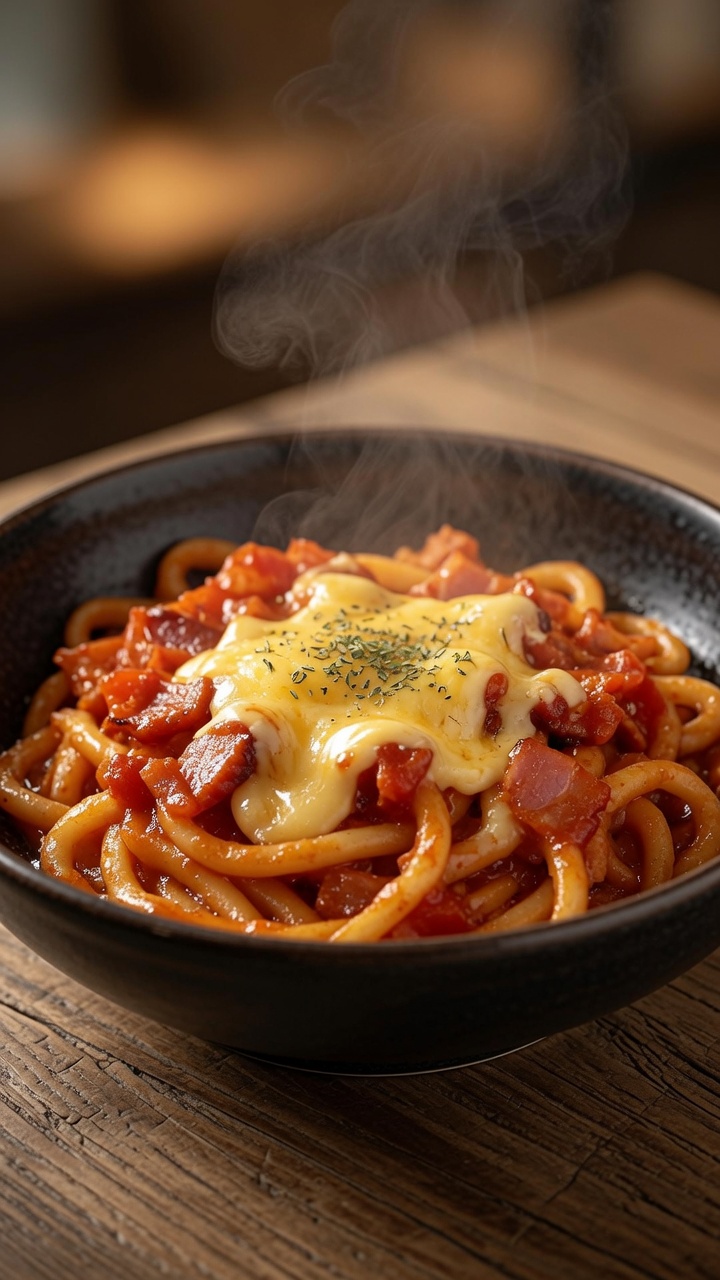 トマトベーコンチーズうどん