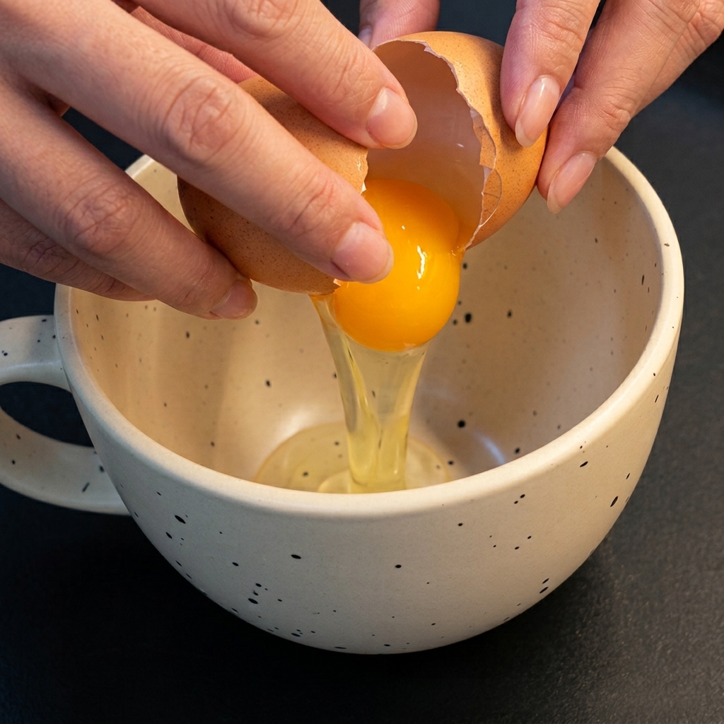 ボウルに入った卵を菜箸で溶きほぐしている様子