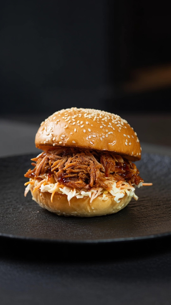 旨味たっぷり！じっくり煮込んだプルドポークバーガー