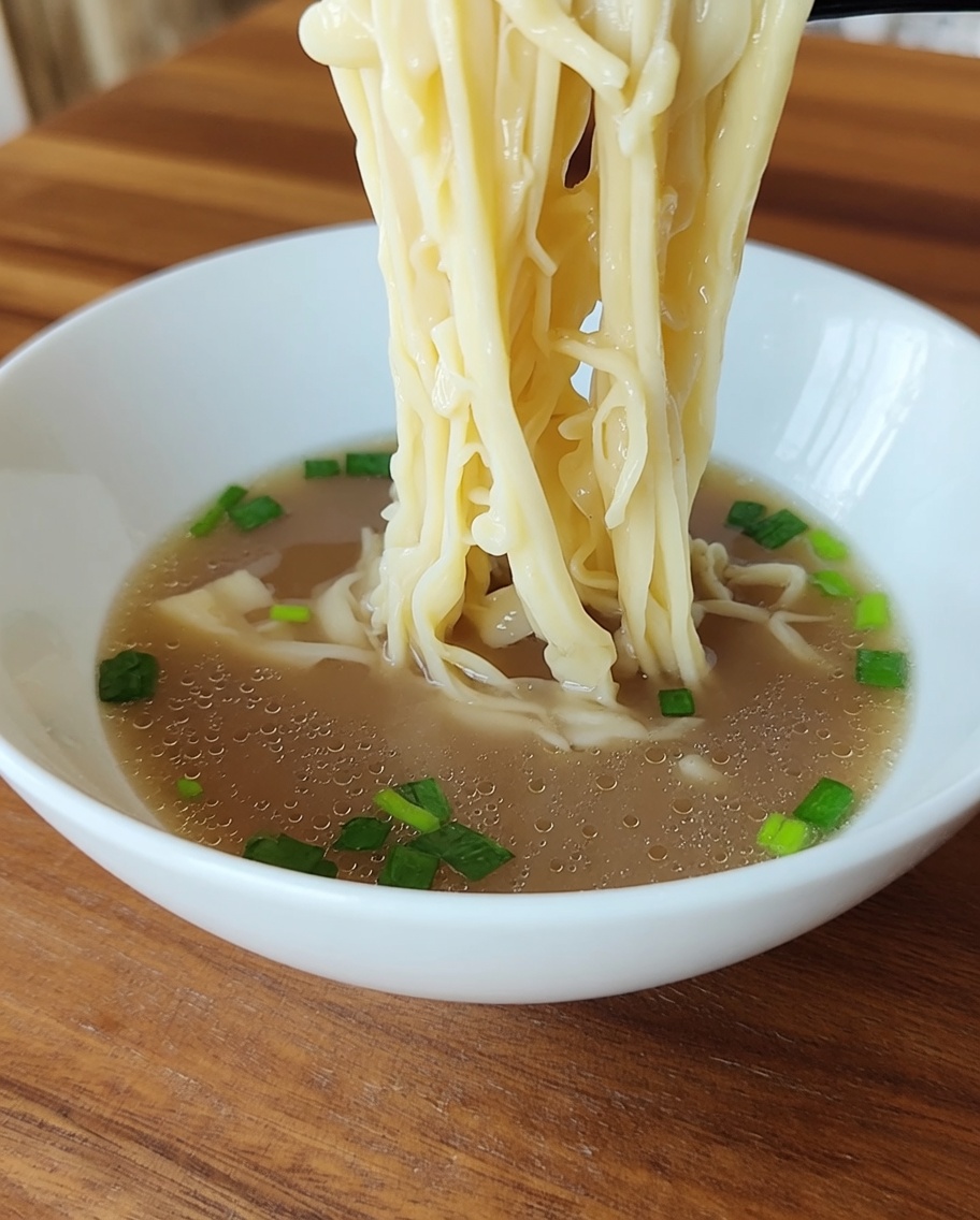 刻みねぎを散らした器に麺を盛る様子