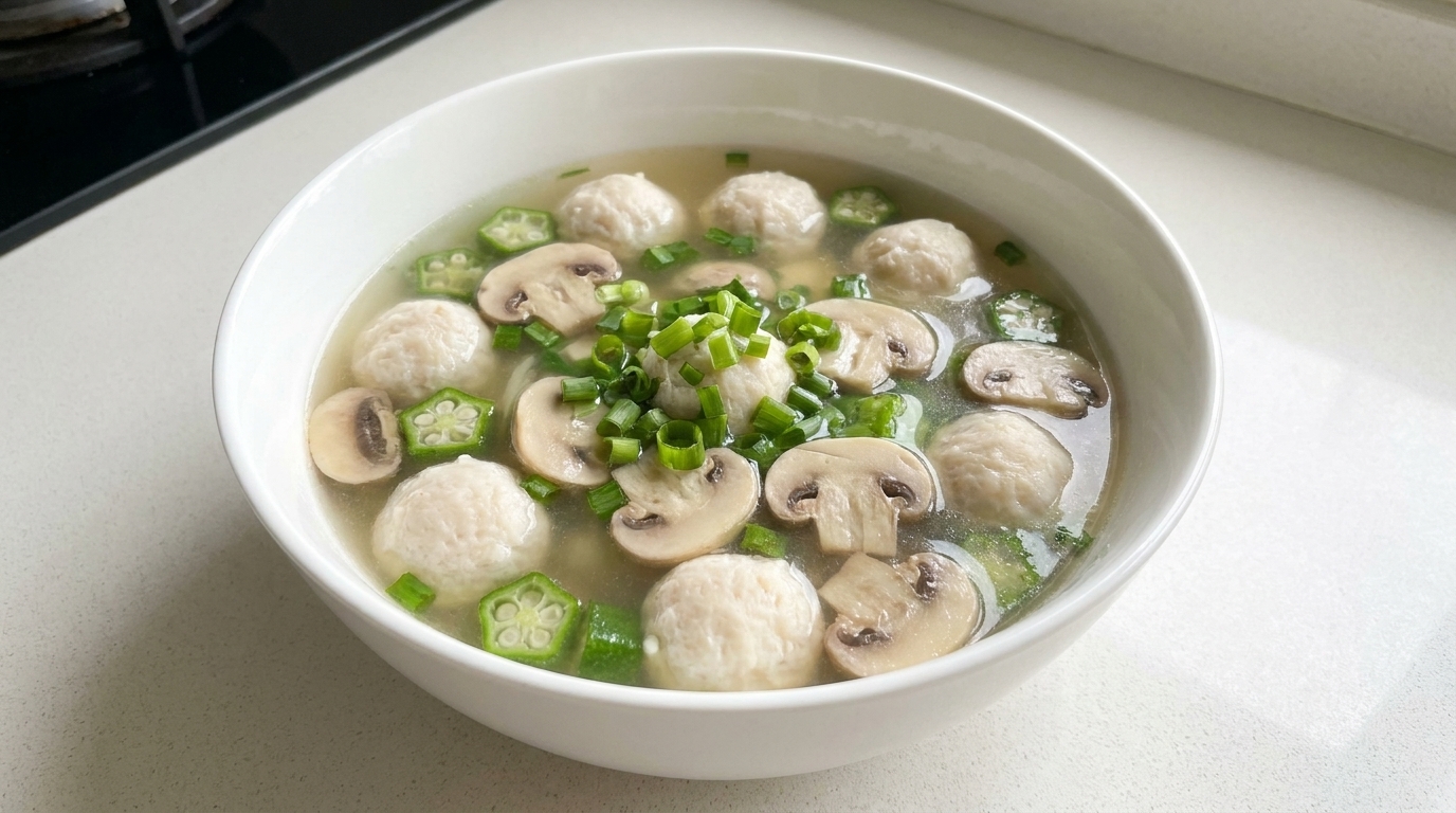 秋の味覚 まろやかキノコと肉団子のスープ
