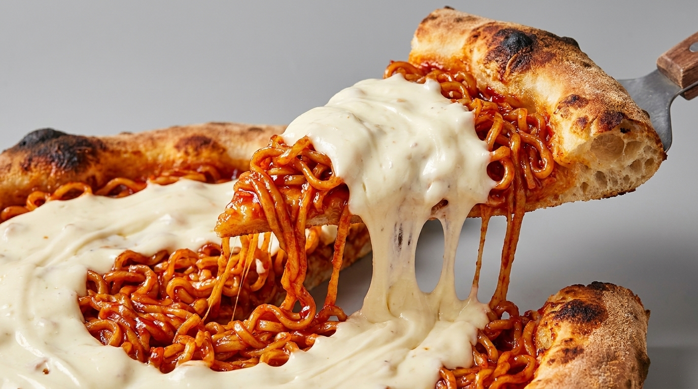 チーズクリーム香るプルダックラーメンピザ