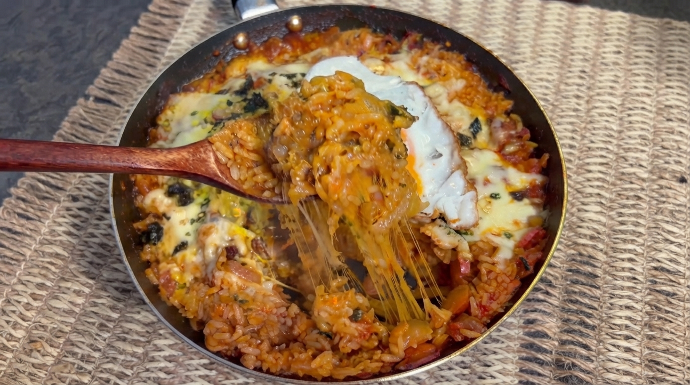 キムチビーフチーズライス煮込み