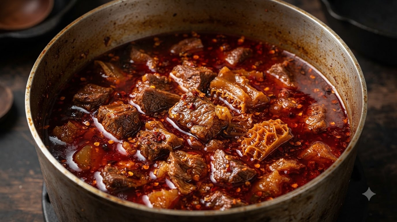 四川式牛肉麺の牛バラ煮込み（紅焼牛肉）