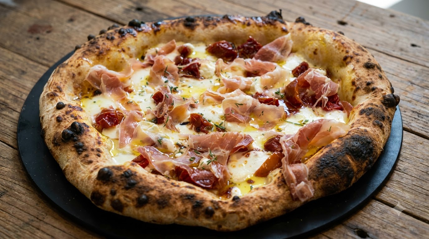 イタリアン・ゴートチーズとパンチェッタの本格ピザ