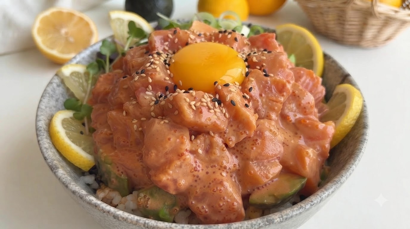 スパイシーサーモンアボカドポキ丼