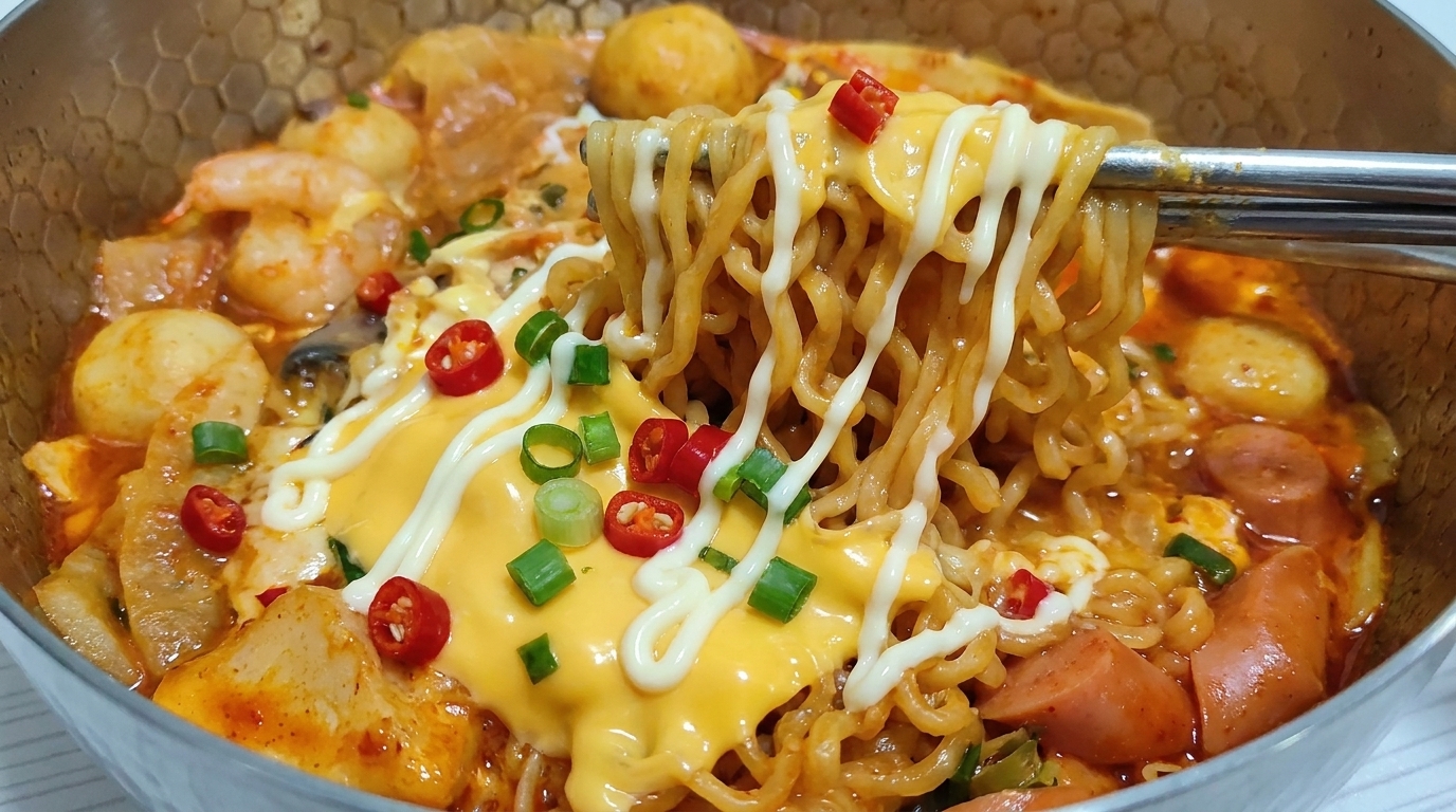 チーズとキムチの具だくさんアレンジラーメン