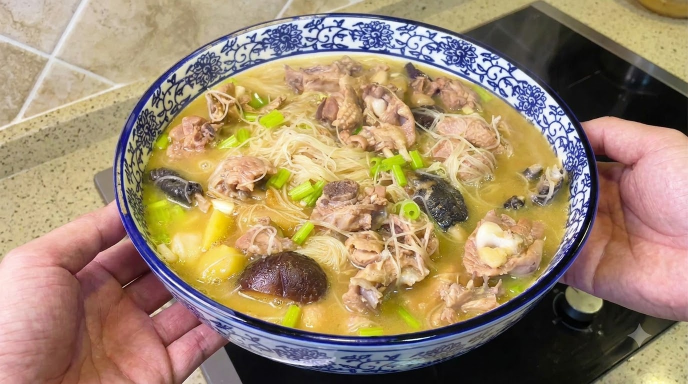 心温まる生姜たっぷり鶏肉スープ麺