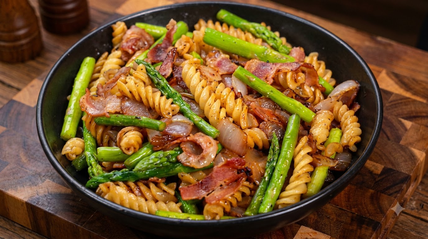 アスパラガスとベーコンのトリュフパスタ
