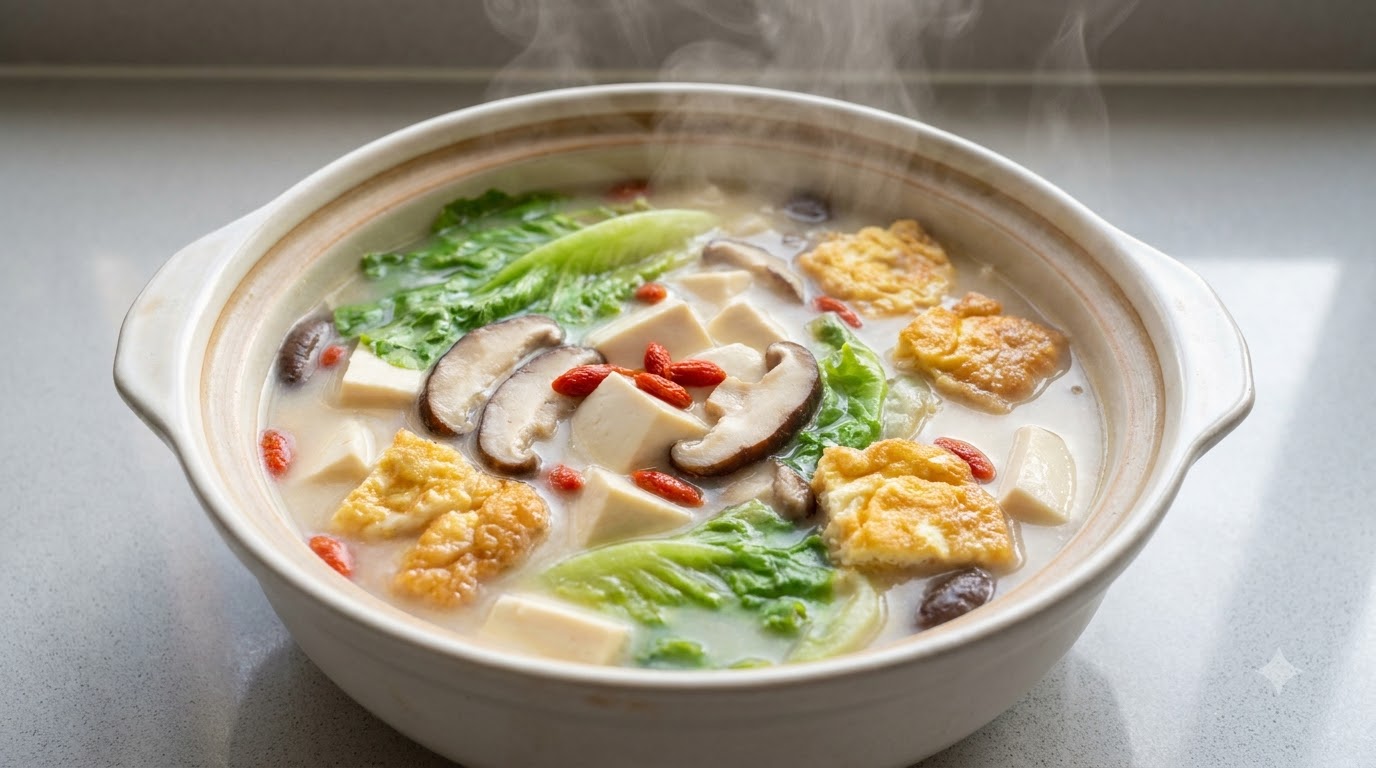 栄養満点！ほっこり温まる三鮮豆腐スープ