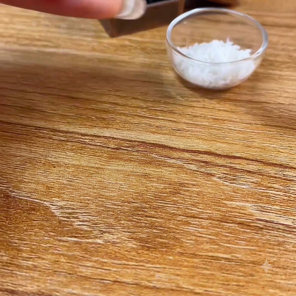 小さなガラスボウルの中で、白いクレイが米粒大の細かさにカットされている様子。