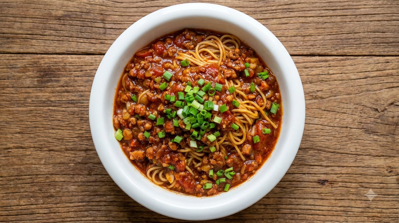 トマトとじゃがいもの濃厚ミートソース麺